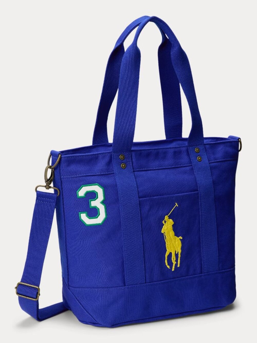 Ralph Lauren Big Pony Cotton Canvas Large Tote New Sapphire 12" H x 16" L x 8" D